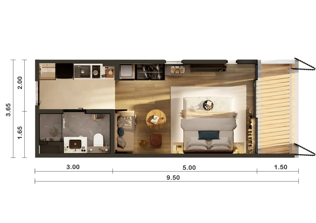 canggu ananti suite floor plan zoning