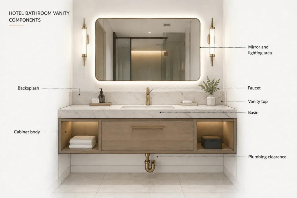 Vanity Components Hotel Bathroom Vanity Design: Materials, Sizes & Durability