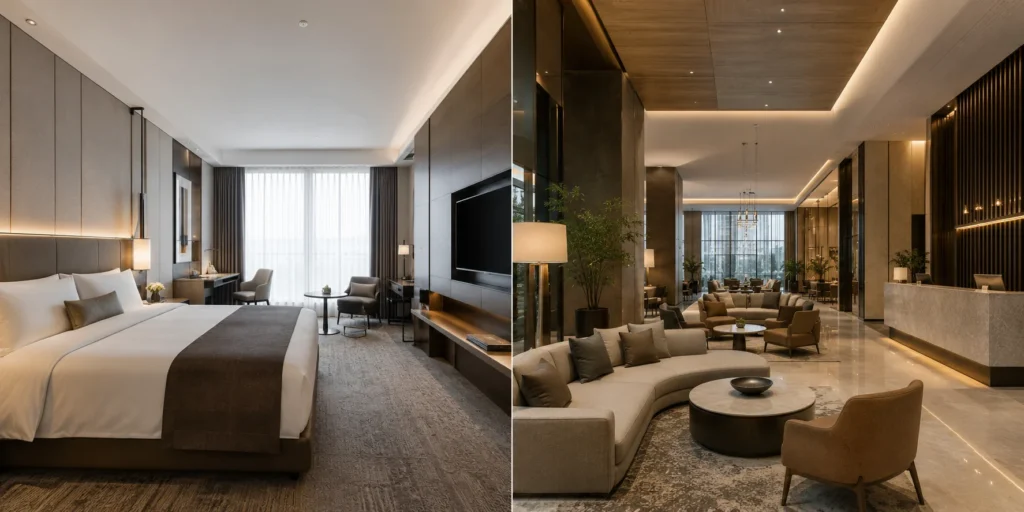 commercial hotel furniture for guest rooms and public areas