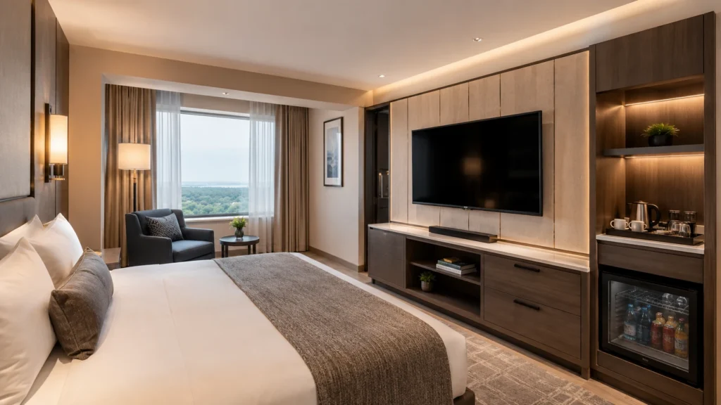 hotel TV cabinet design for modern guest room