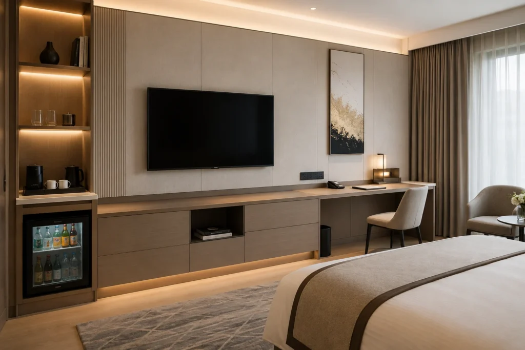 hotel TV unit media wall integration