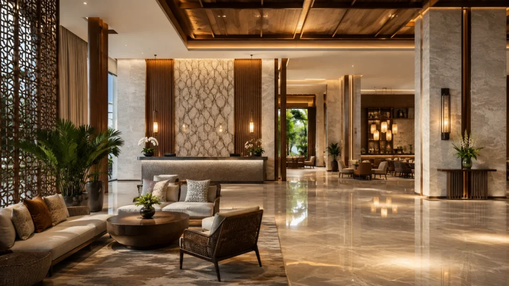Luxury hotel interior showcasing the quality delivered by hotel refurbishment companies in Malaysia