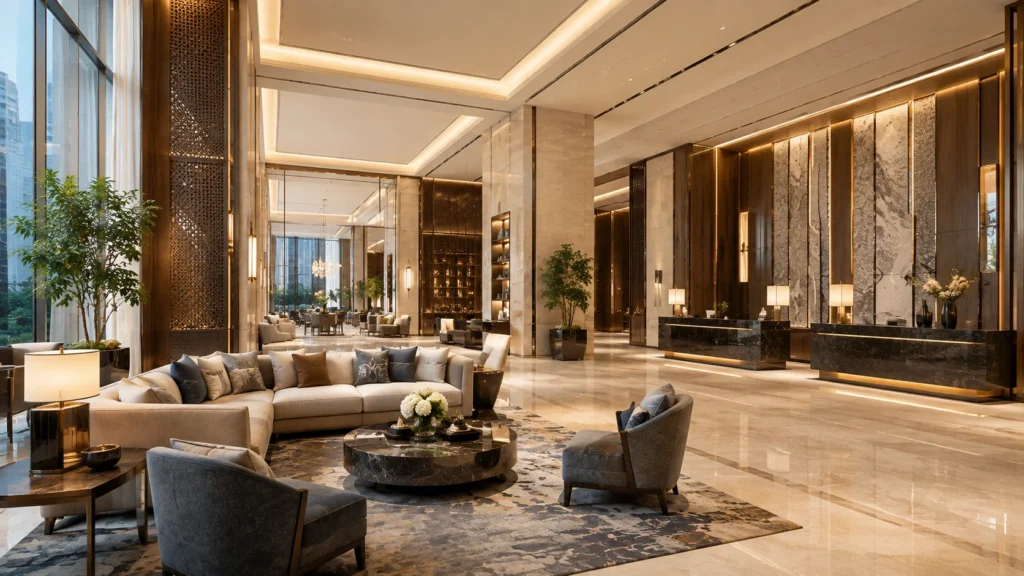 Luxury hotel lobby representing leading hotel refurbishment companies in the UAE