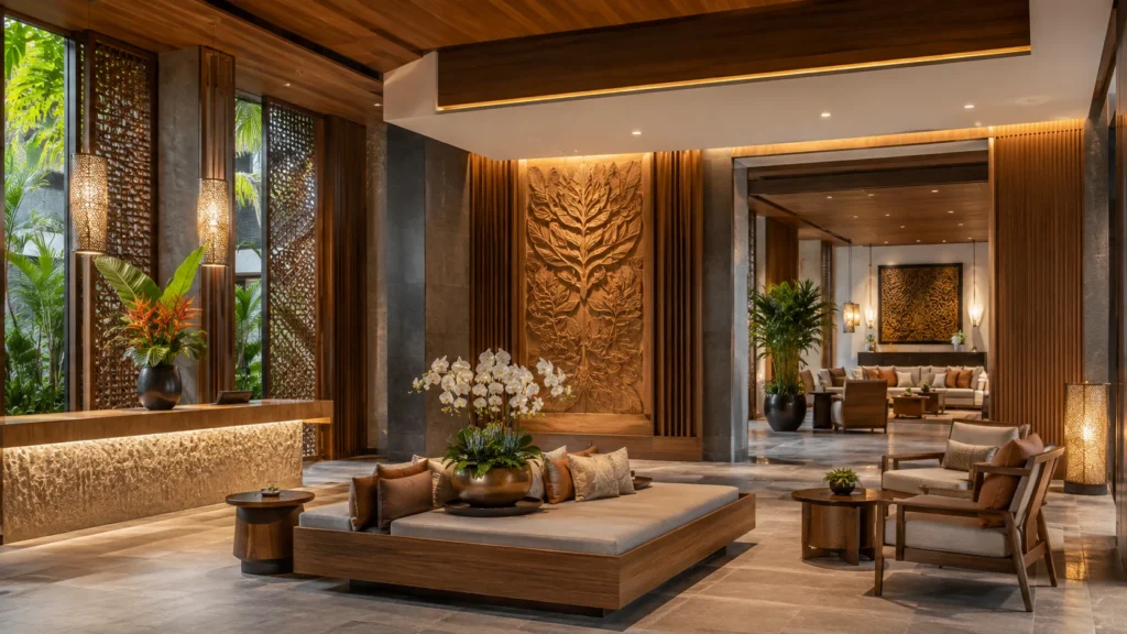 Luxury Thai hotel lobby representing leading hotel refurbishment companies in Thailand