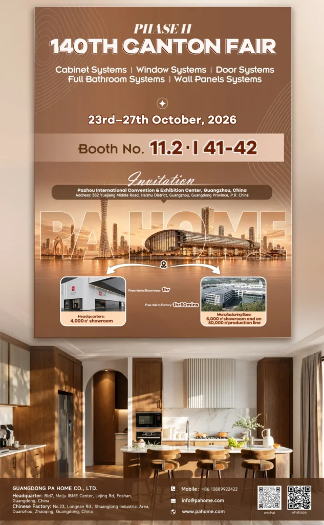 VOLANT FIT-OUT 140th Canton Fair 2026 invitation with showroom and manufacturing base visit information